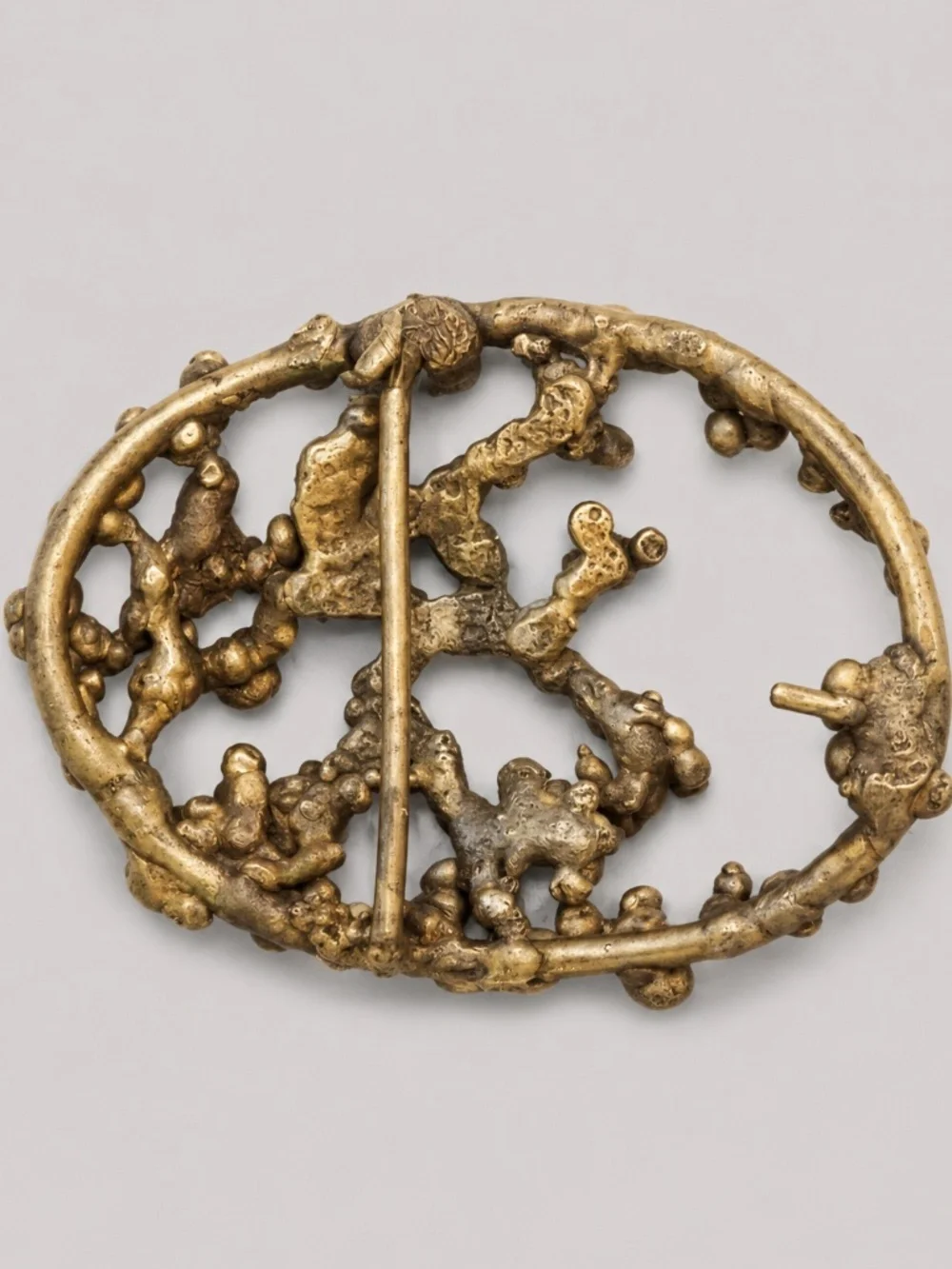 Vintage 1970s Brutalist Spore Solid Cast Brass Belt Buckle Unisex